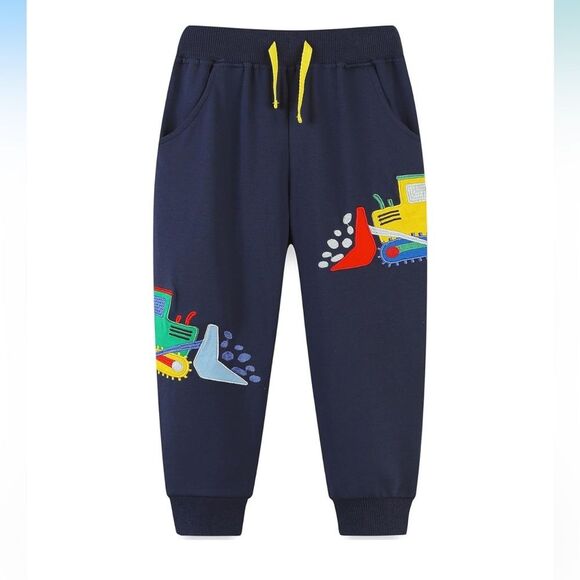 NWT Bumeex Navy Blue Dinosaur Construction Sweatpants Size 5T - Picture 2 of 5